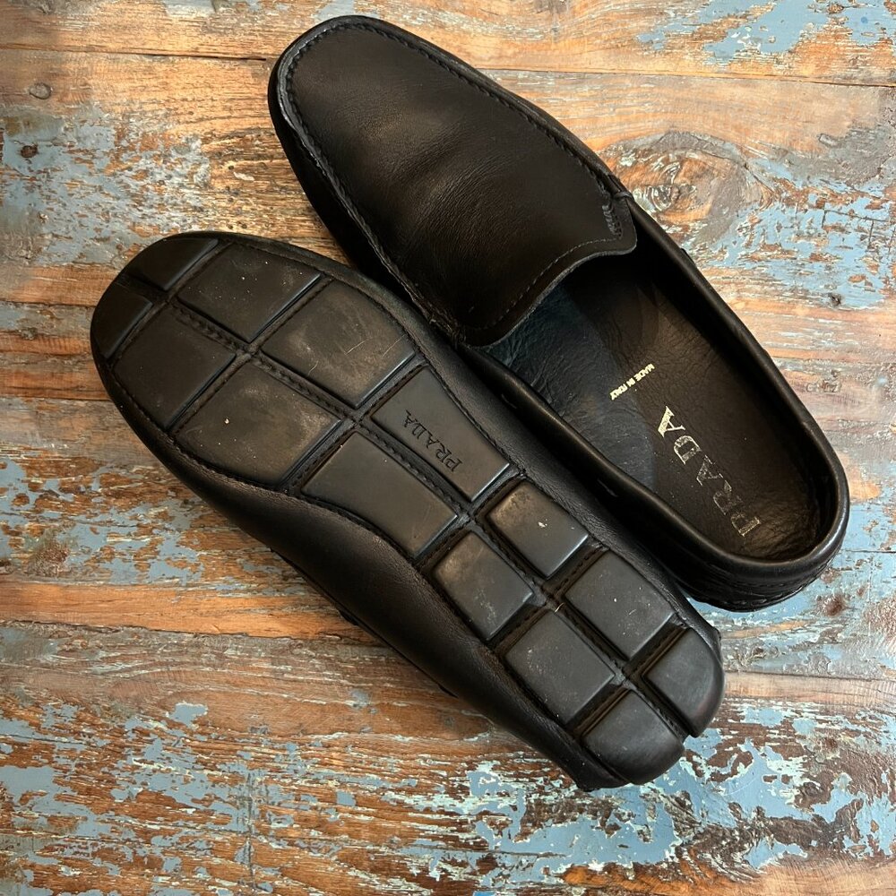 PRADA Men's Saffiano Leather Penny Drivers, SZ 9